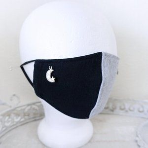 Black/Gray Sun Moon Charms Face Mask